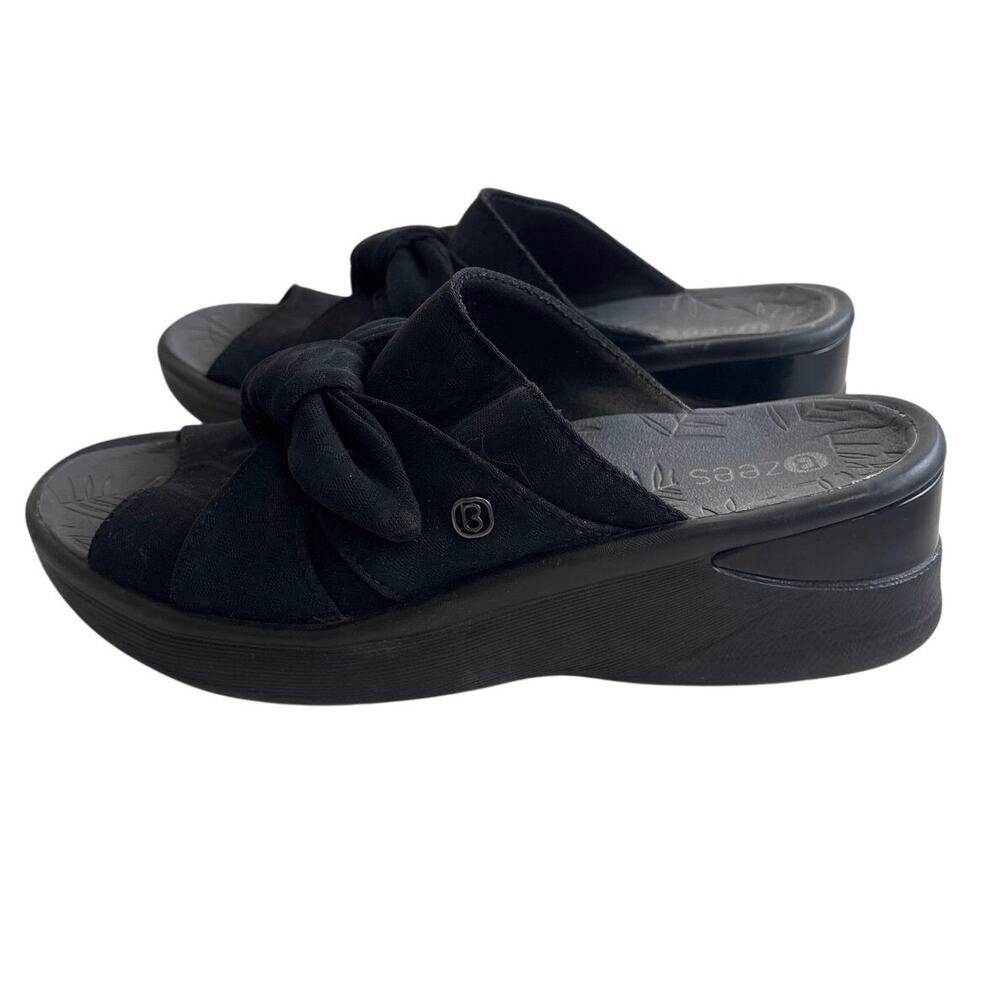 Bzees Black Bow Slide Sandals 8.5M Wedge Comfort Slip On EU 39 - Picture 5 of 7